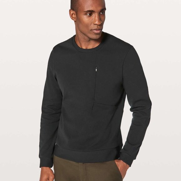 Lululemon Sojourn Long Sleeve Crew Neck Sweater Warpstreme, Men Size S, Black - Picture 5 of 8